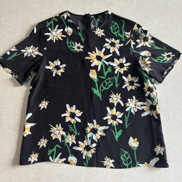 RARE Topshop Boutique Daisy Print Silk Tee ASO Hanna Marin - Picture 2 of 8